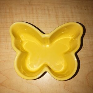 Yellow Butterfly shaped ceramic jewellery dish
